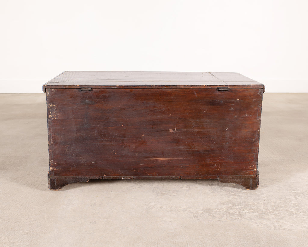English Painted Pine Blanket Chest with Georgian Manor Façade