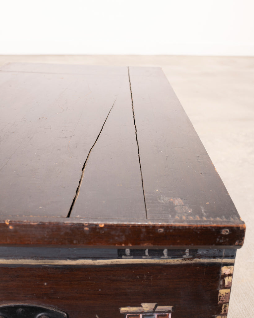 English Painted Pine Blanket Chest with Georgian Manor Façade