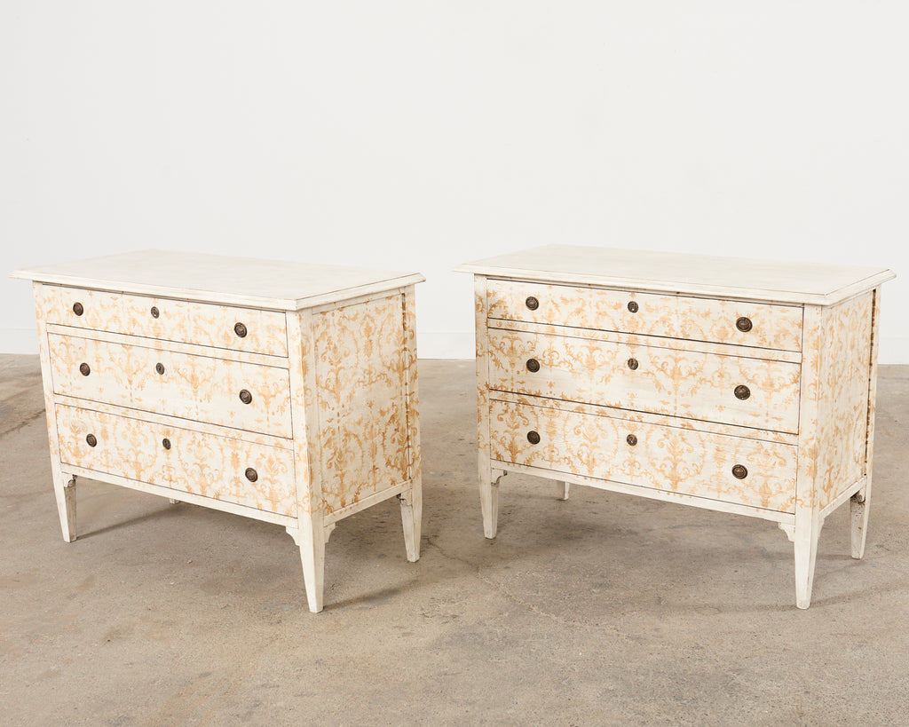 Pair of Italian Venetian Style Painted Pine Commodes or Chests