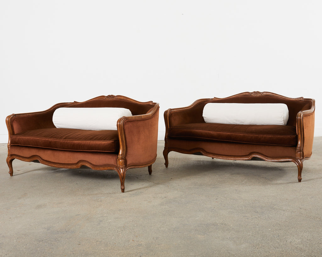 Pair of Country French Provincial Settees by Drexel Heritage