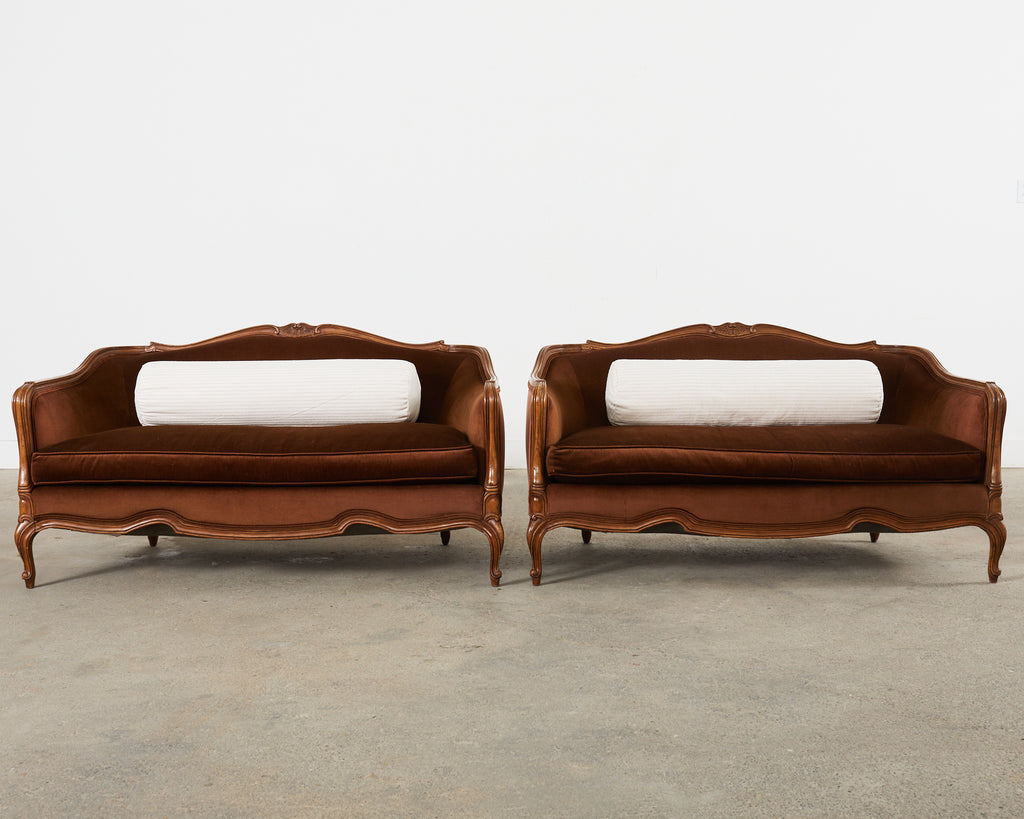 Pair of Country French Provincial Settees by Drexel Heritage