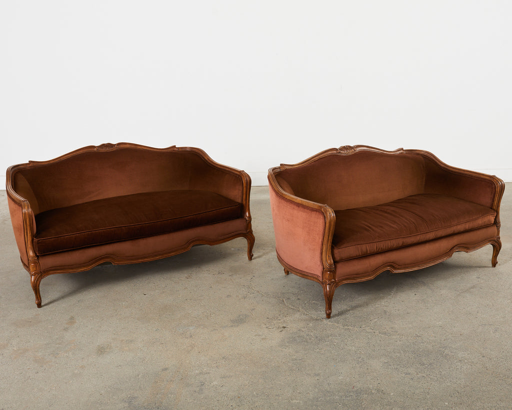 Pair of Country French Provincial Settees by Drexel Heritage