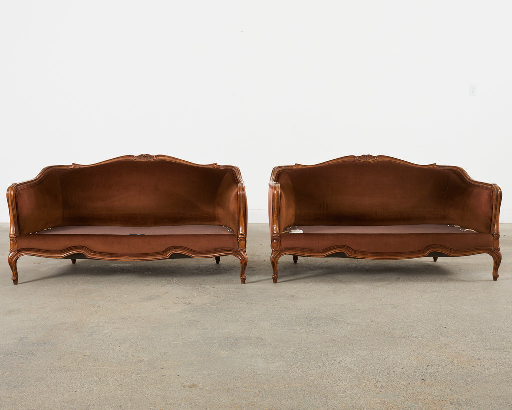 Pair of Country French Provincial Settees by Drexel Heritage