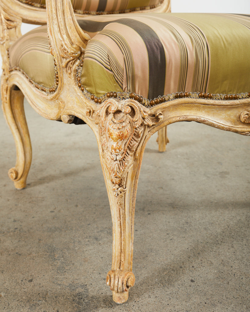 Pair of Hendrix Allardyce French Baroque Style Fauteuil Armchairs