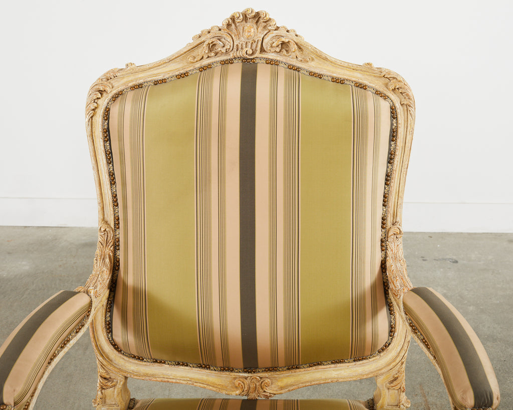 Pair of Hendrix Allardyce French Baroque Style Fauteuil Armchairs