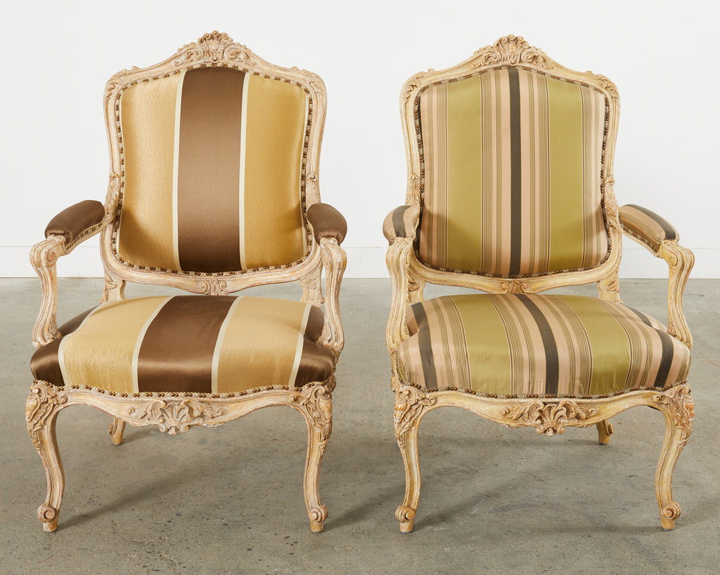 Pair of Hendrix Allardyce French Baroque Style Fauteuil Armchairs