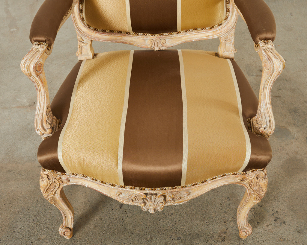 Pair of Hendrix Allardyce French Baroque Style Fauteuil Armchairs