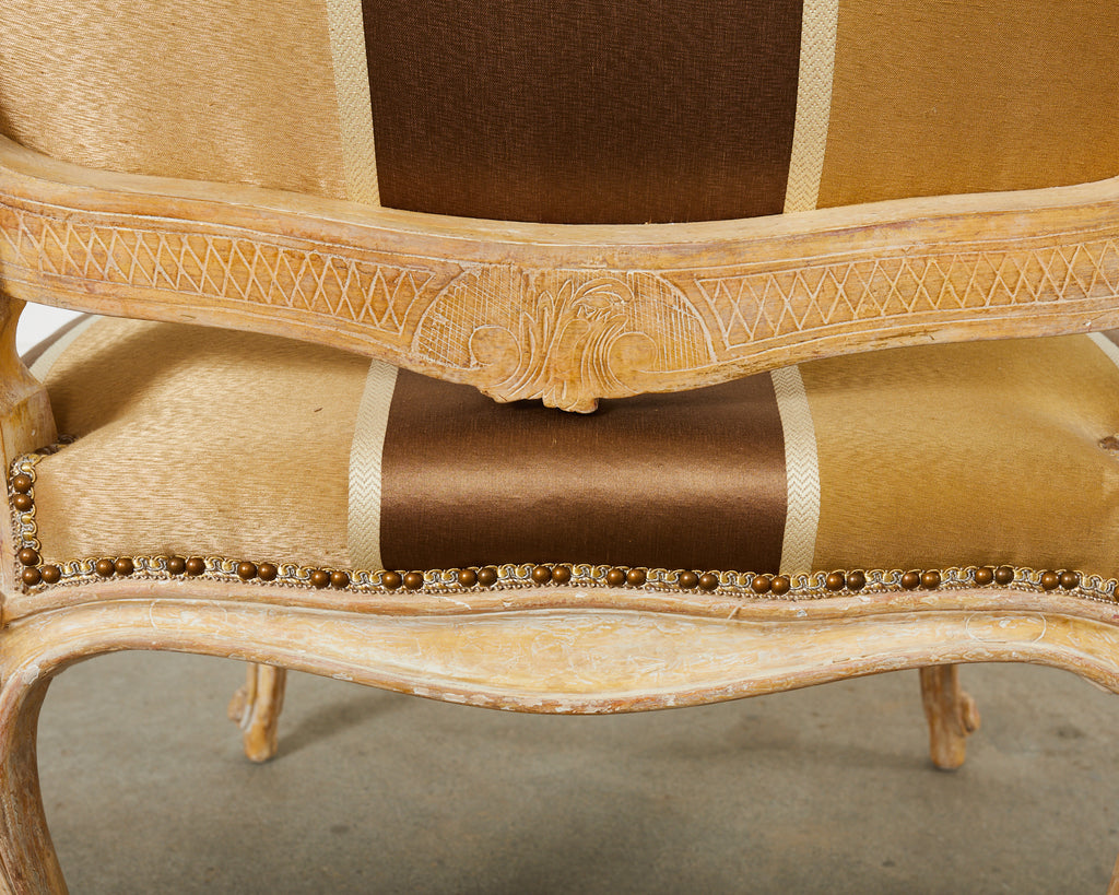 Pair of Hendrix Allardyce French Baroque Style Fauteuil Armchairs