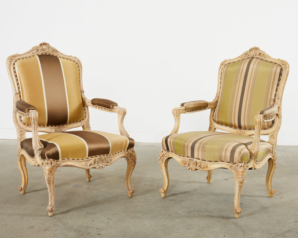 Pair of Hendrix Allardyce French Baroque Style Fauteuil Armchairs