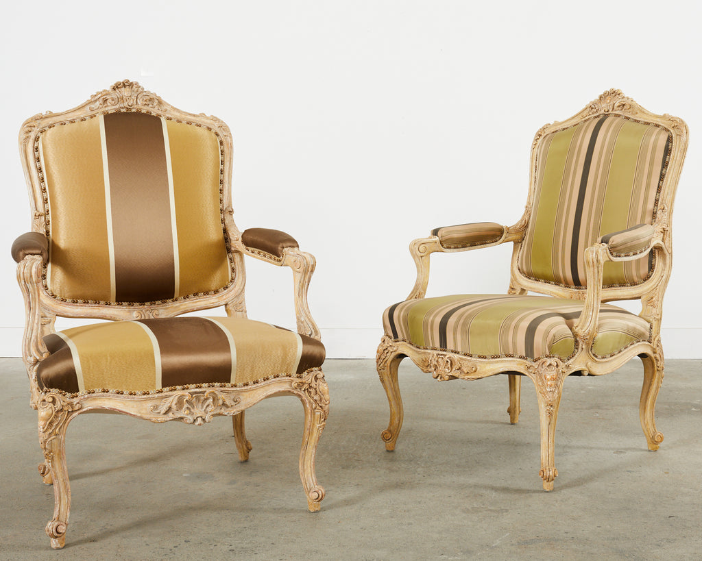 Pair of Hendrix Allardyce French Baroque Style Fauteuil Armchairs
