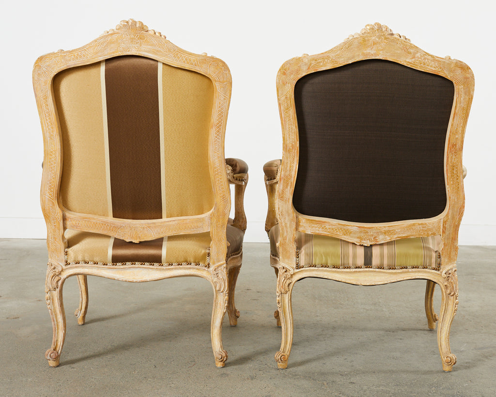Pair of Hendrix Allardyce French Baroque Style Fauteuil Armchairs