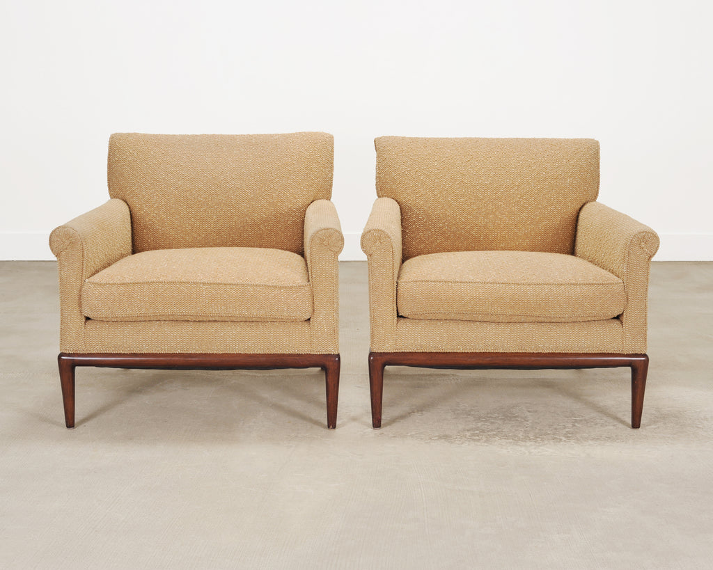 Pair of A. Rudin "No. 600.1" Hardwood Boucle Lounge Armchairs