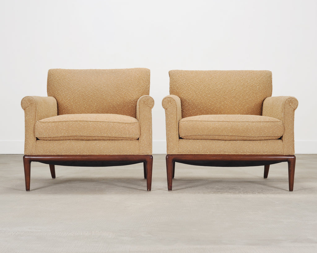 Pair of A. Rudin "No. 600.1" Hardwood Boucle Lounge Armchairs