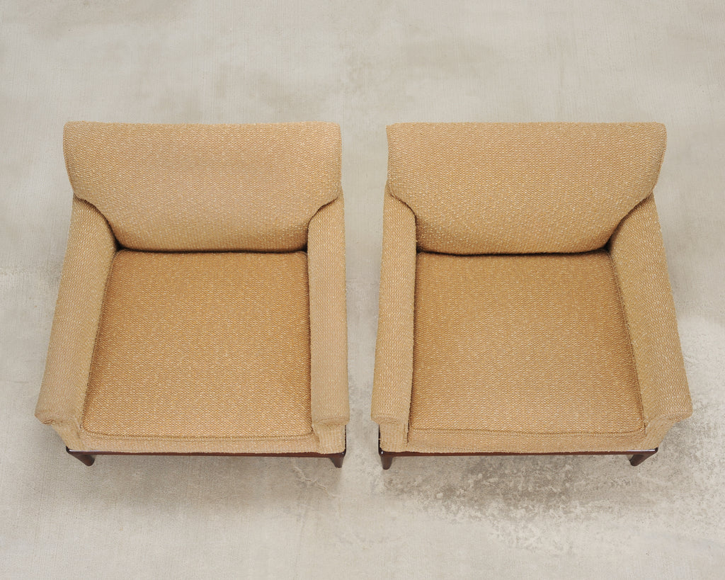 Pair of A. Rudin "No. 600.1" Hardwood Boucle Lounge Armchairs