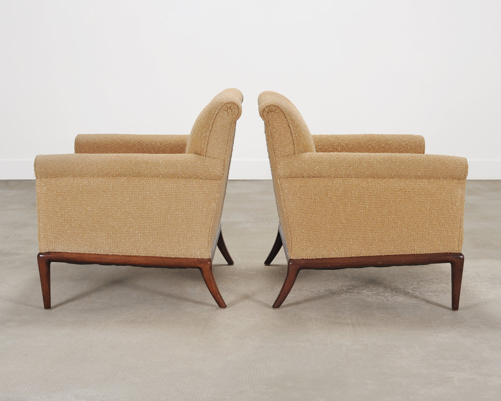 Pair of A. Rudin "No. 600.1" Hardwood Boucle Lounge Armchairs