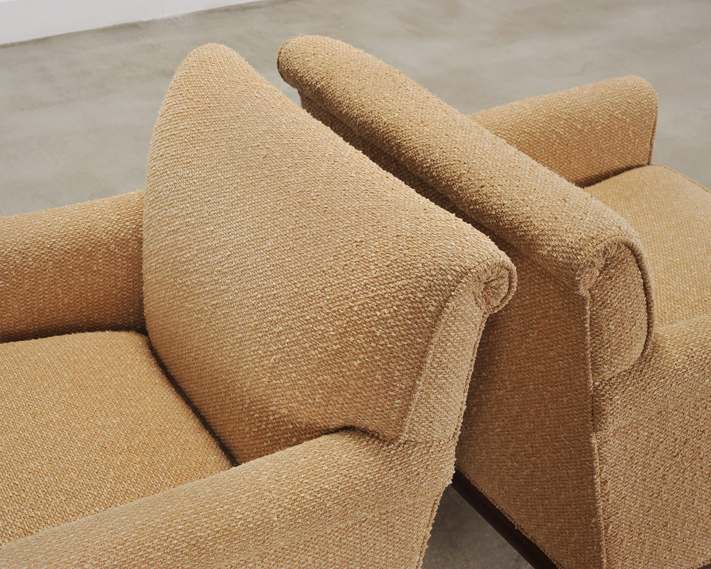 Pair of A. Rudin "No. 600.1" Hardwood Boucle Lounge Armchairs