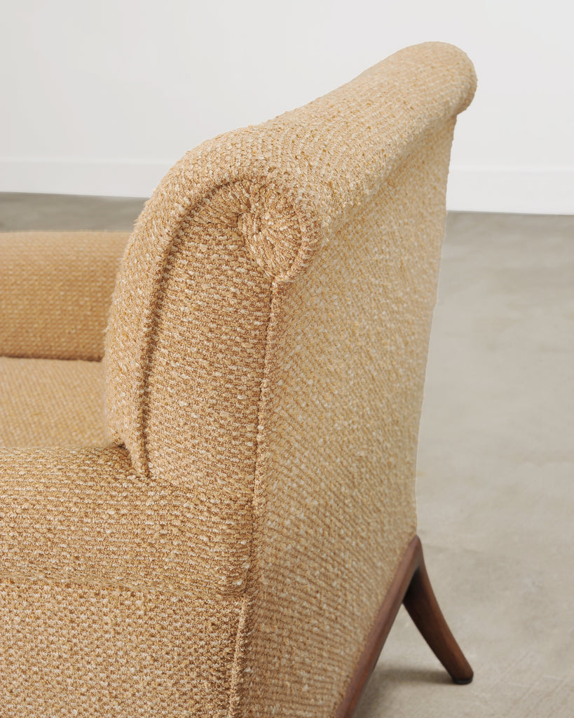 Pair of A. Rudin "No. 600.1" Hardwood Boucle Lounge Armchairs