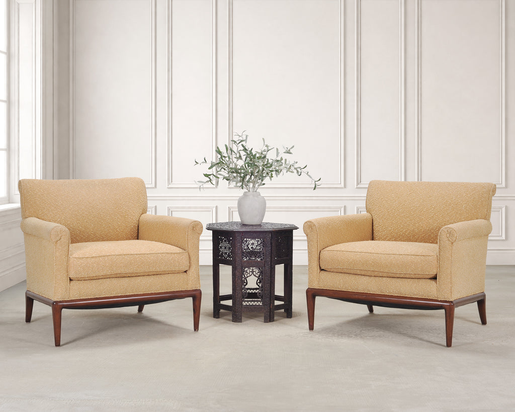 Pair of A. Rudin "No. 600.1" Hardwood Boucle Lounge Armchairs