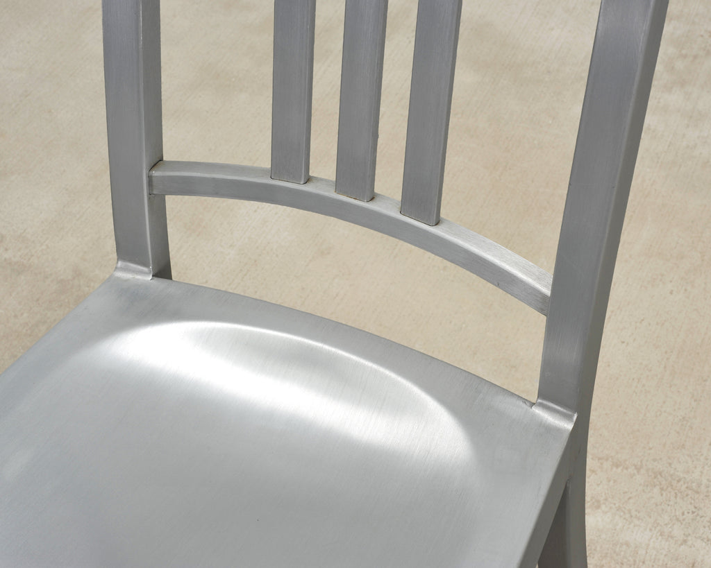 Pair of Emeco 'Navy' Bar Counter Stools in Brushed Aluminum
