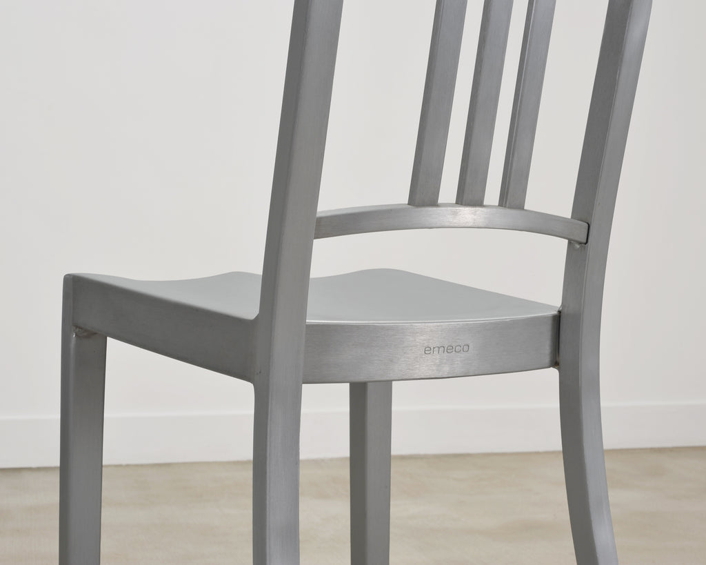 Pair of Emeco 'Navy' Bar Counter Stools in Brushed Aluminum