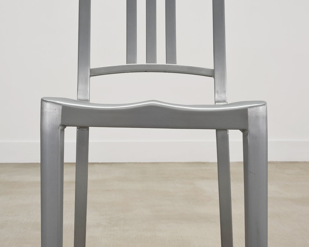 Pair of Emeco 'Navy' Bar Counter Stools in Brushed Aluminum