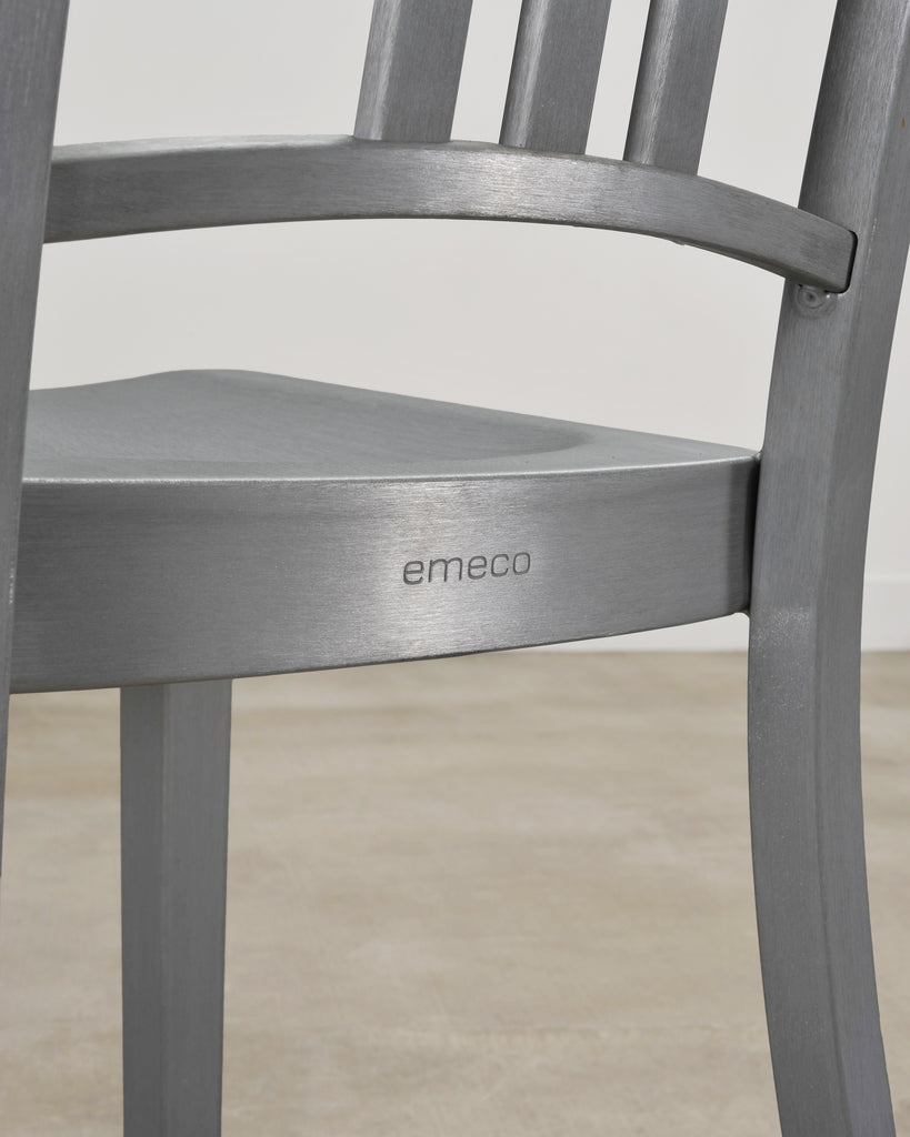 Pair of Emeco 'Navy' Bar Counter Stools in Brushed Aluminum
