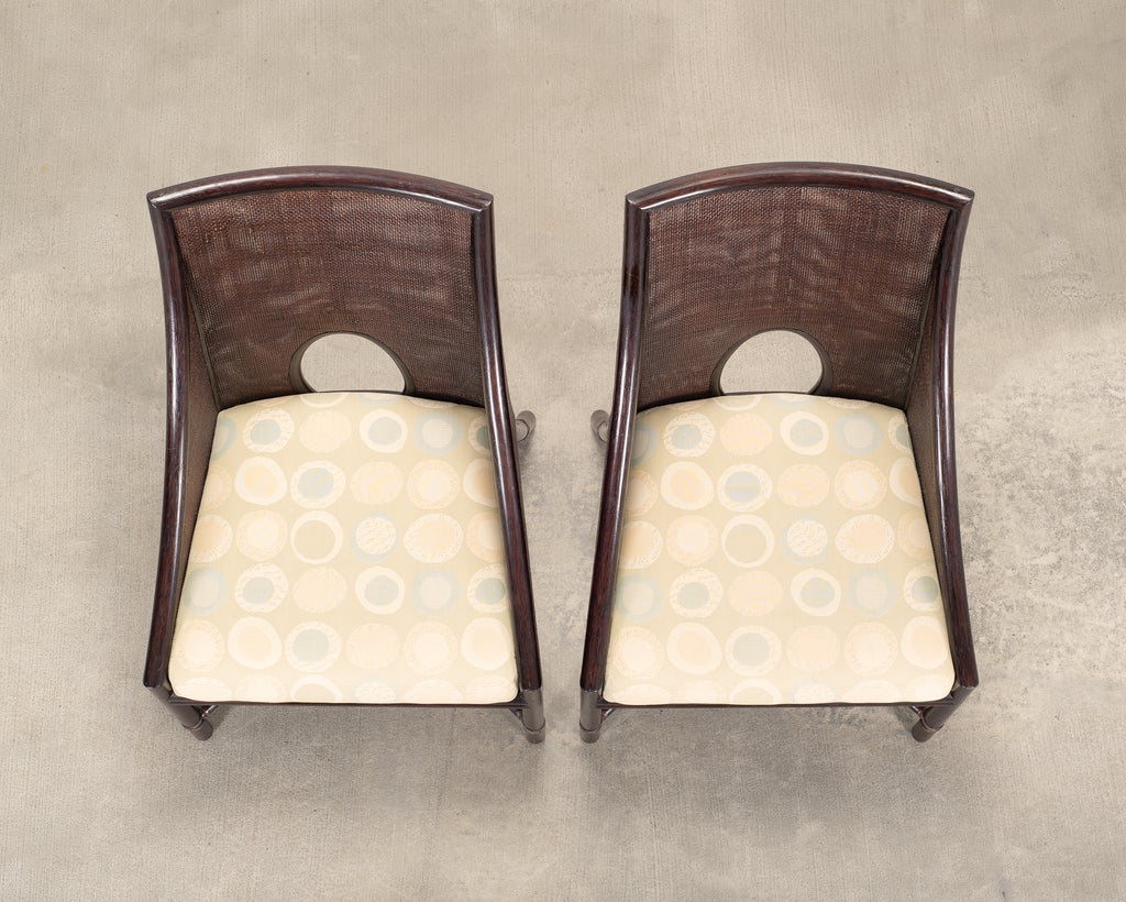 Pair of Barbara Barry for McGuire Rattan Caned Dining Armchairs