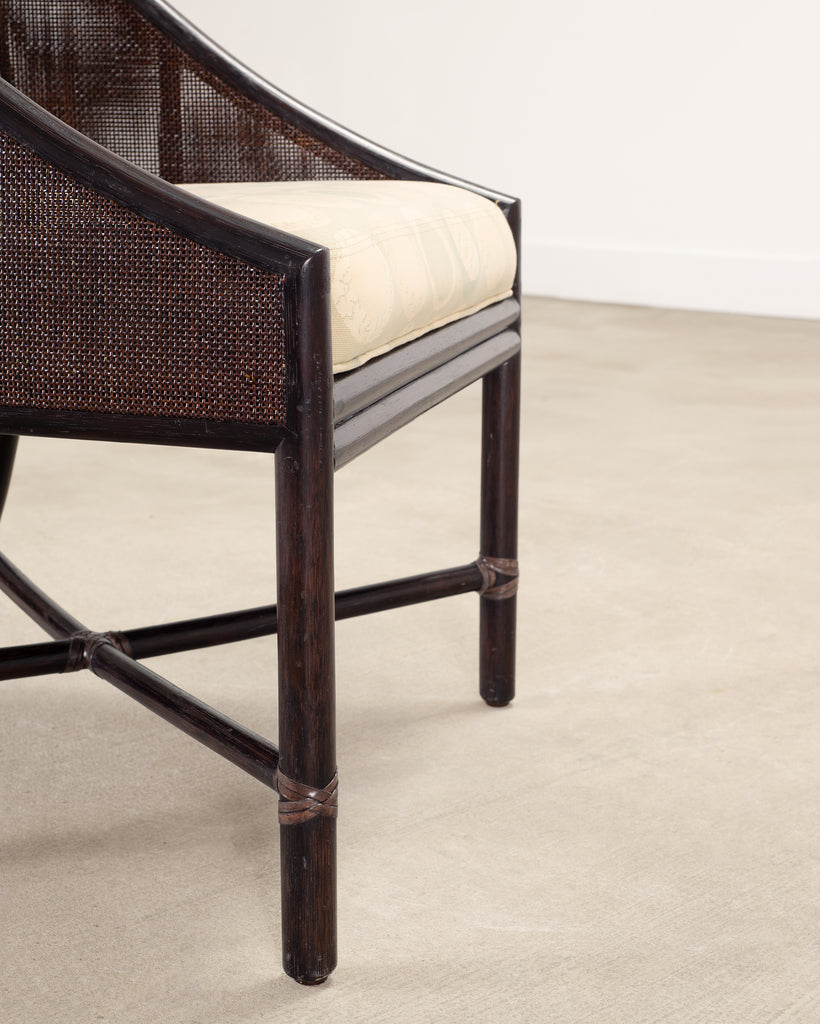 Pair of Barbara Barry for McGuire Rattan Caned Dining Armchairs