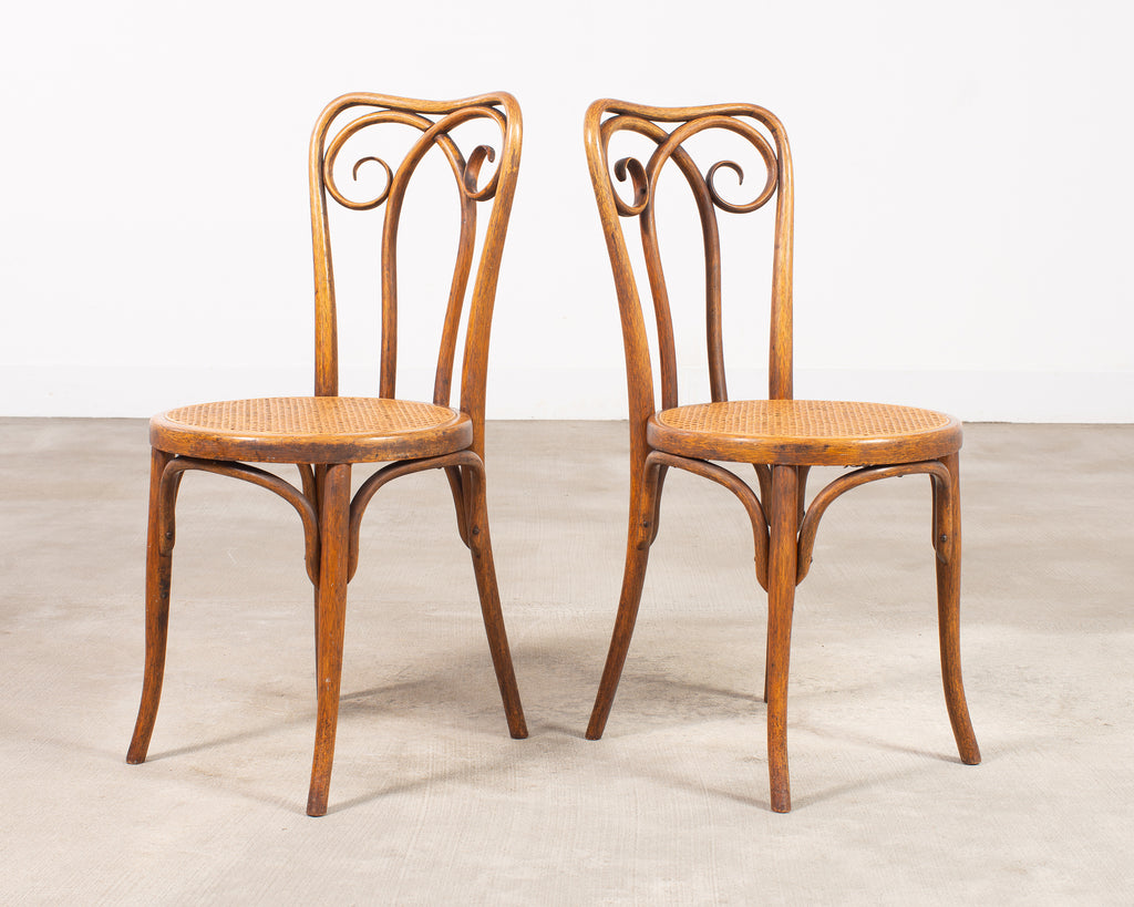 Pair of J & J Kohn Thonet Bentwood Cane Viennese Café Chairs