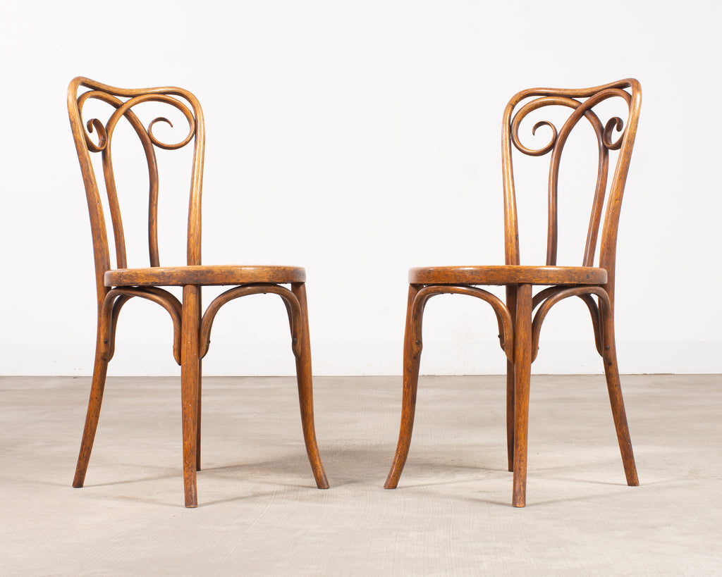 Pair of J & J Kohn Thonet Bentwood Cane Viennese Café Chairs