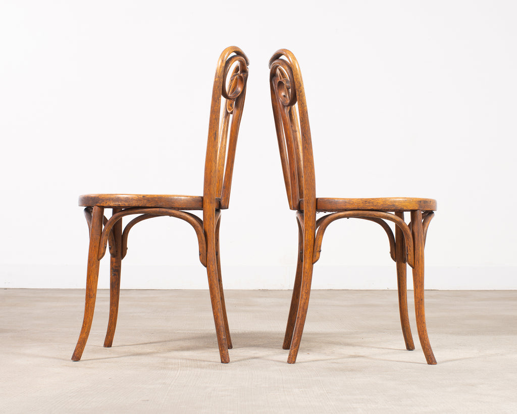 Pair of J & J Kohn Thonet Bentwood Cane Viennese Café Chairs