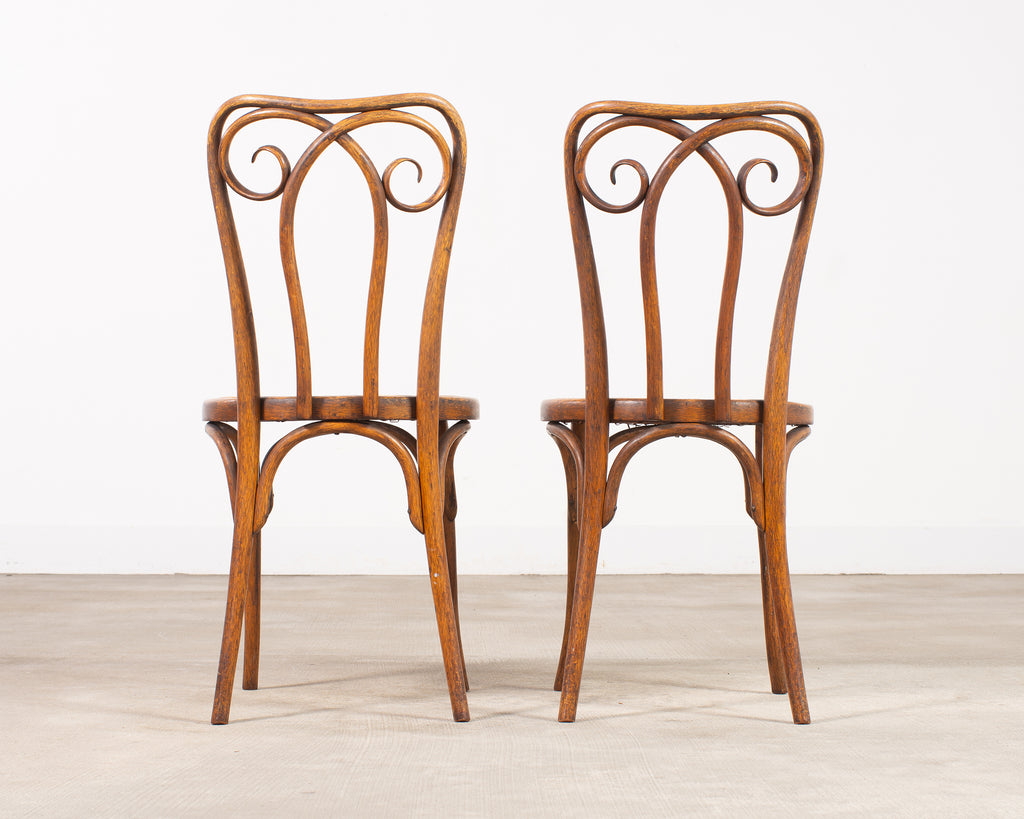 Pair of J & J Kohn Thonet Bentwood Cane Viennese Café Chairs