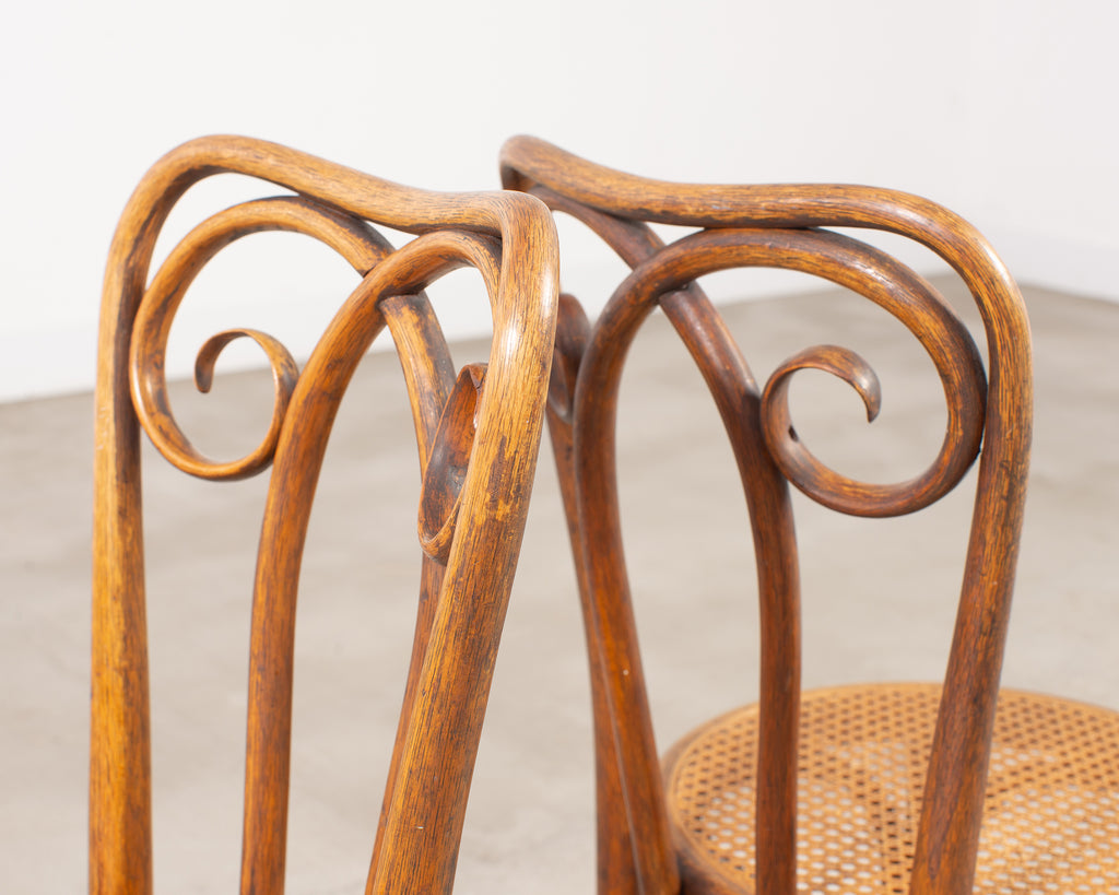 Pair of J & J Kohn Thonet Bentwood Cane Viennese Café Chairs