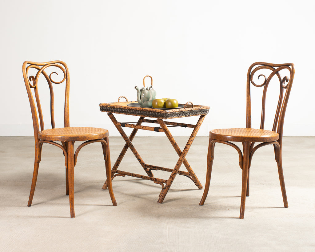 Pair of J & J Kohn Thonet Bentwood Cane Viennese Café Chairs