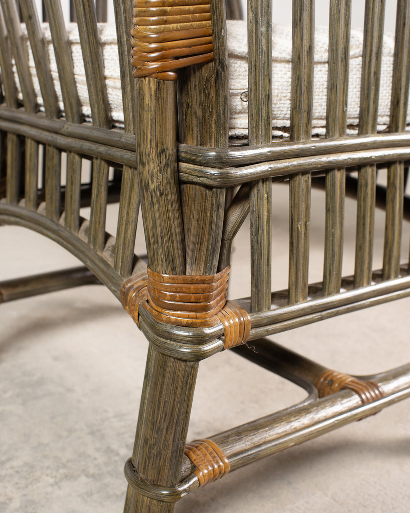 Pair Bielecky Brothers Organic Modern Rattan Dining Armchairs