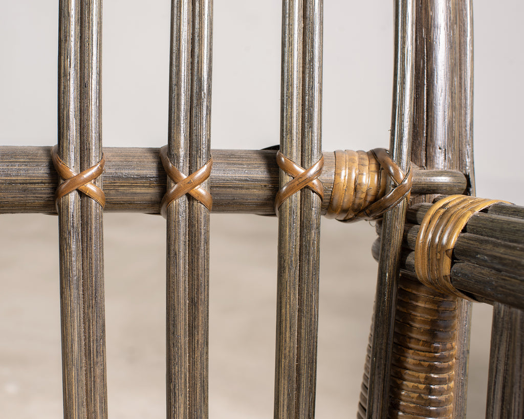 Pair Bielecky Brothers Organic Modern Rattan Dining Armchairs