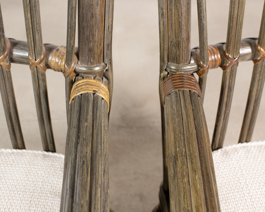 Pair Bielecky Brothers Organic Modern Rattan Dining Armchairs