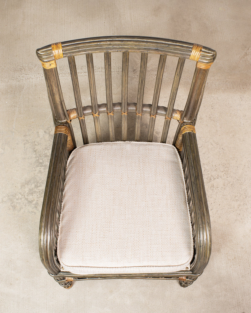 Pair Bielecky Brothers Organic Modern Rattan Dining Armchairs