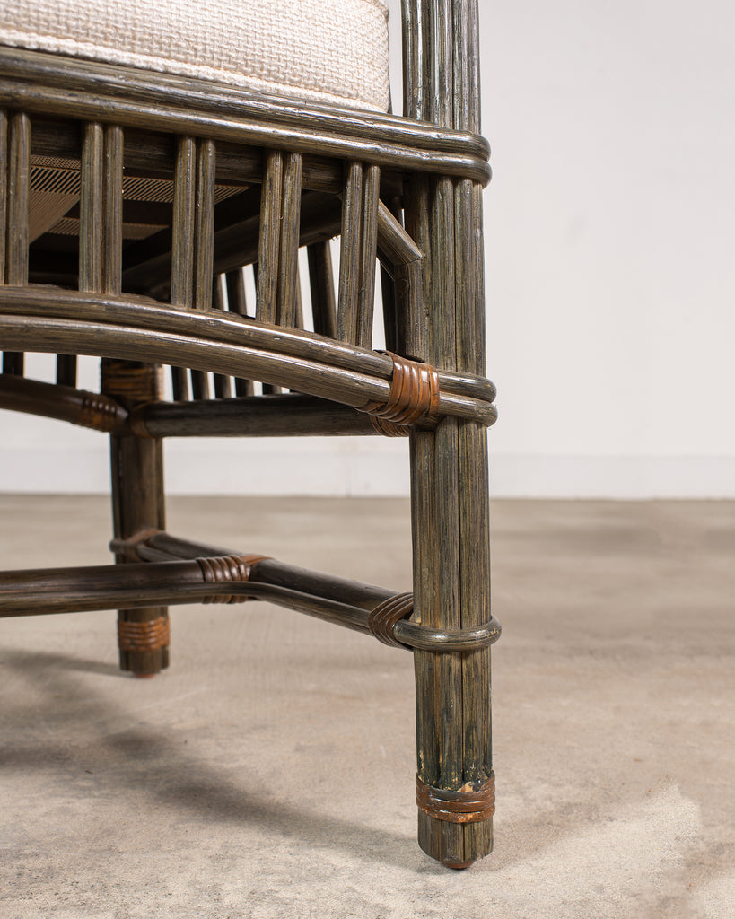 Pair Bielecky Brothers Organic Modern Rattan Dining Armchairs