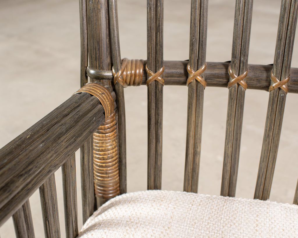 Pair Bielecky Brothers Organic Modern Rattan Dining Armchairs