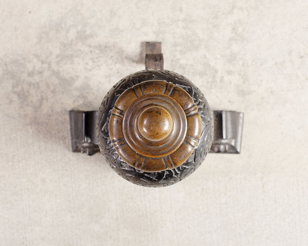 Pair of Dutch Baroque Style Iron Brass Andirons