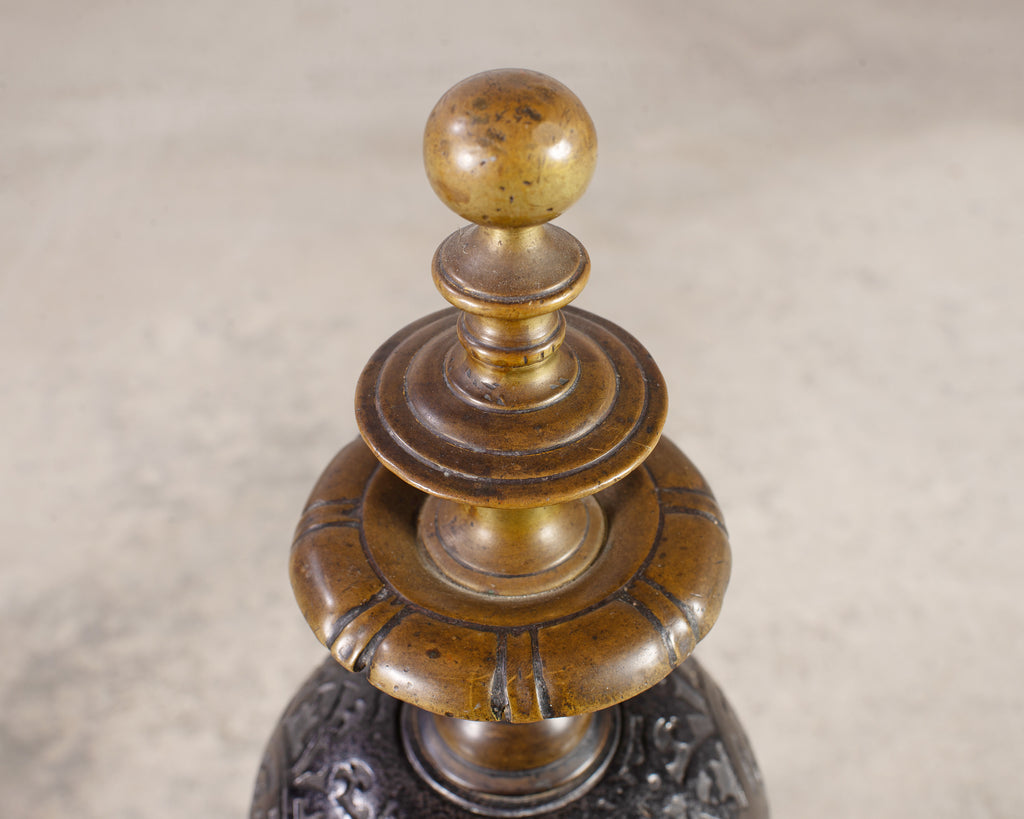 Pair of Dutch Baroque Style Iron Brass Andirons