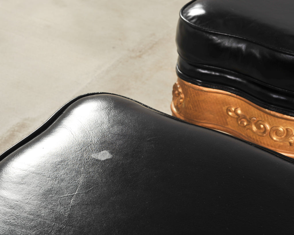 Pair of Empire Aesthetic Leather Giltwood Ottoman Footstools