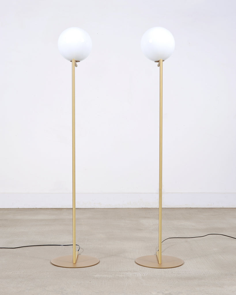 Pair of Michael Anastassiades for Flos Brass Globe IC Floor Lamps