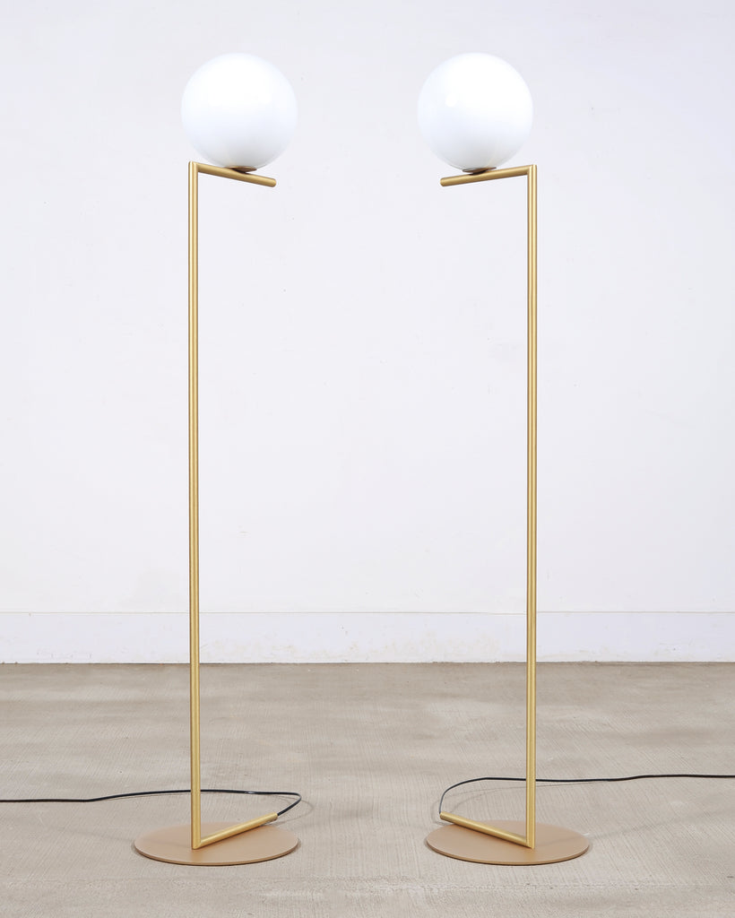 Pair of Michael Anastassiades for Flos Brass Globe IC Floor Lamps