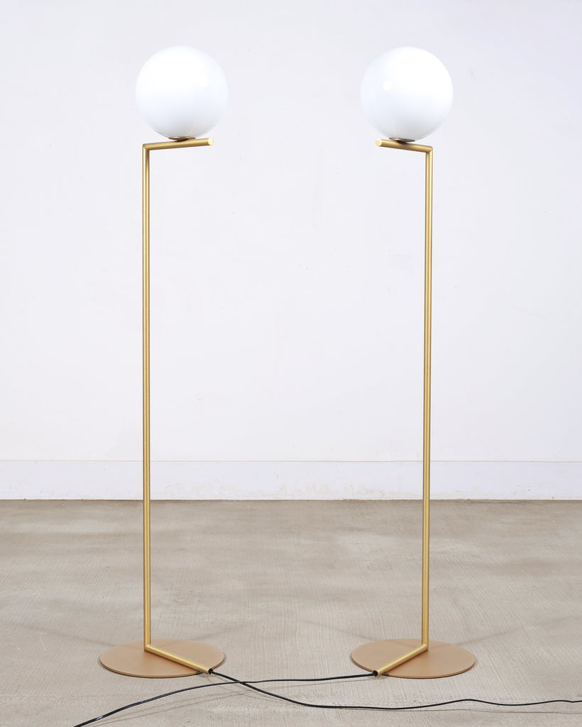 Pair of Michael Anastassiades for Flos Brass Globe IC Floor Lamps