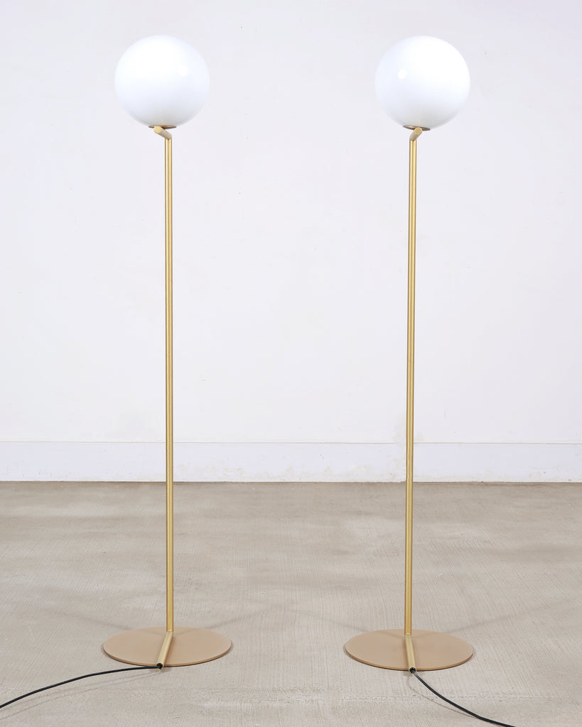 Pair of Michael Anastassiades for Flos Brass Globe IC Floor Lamps