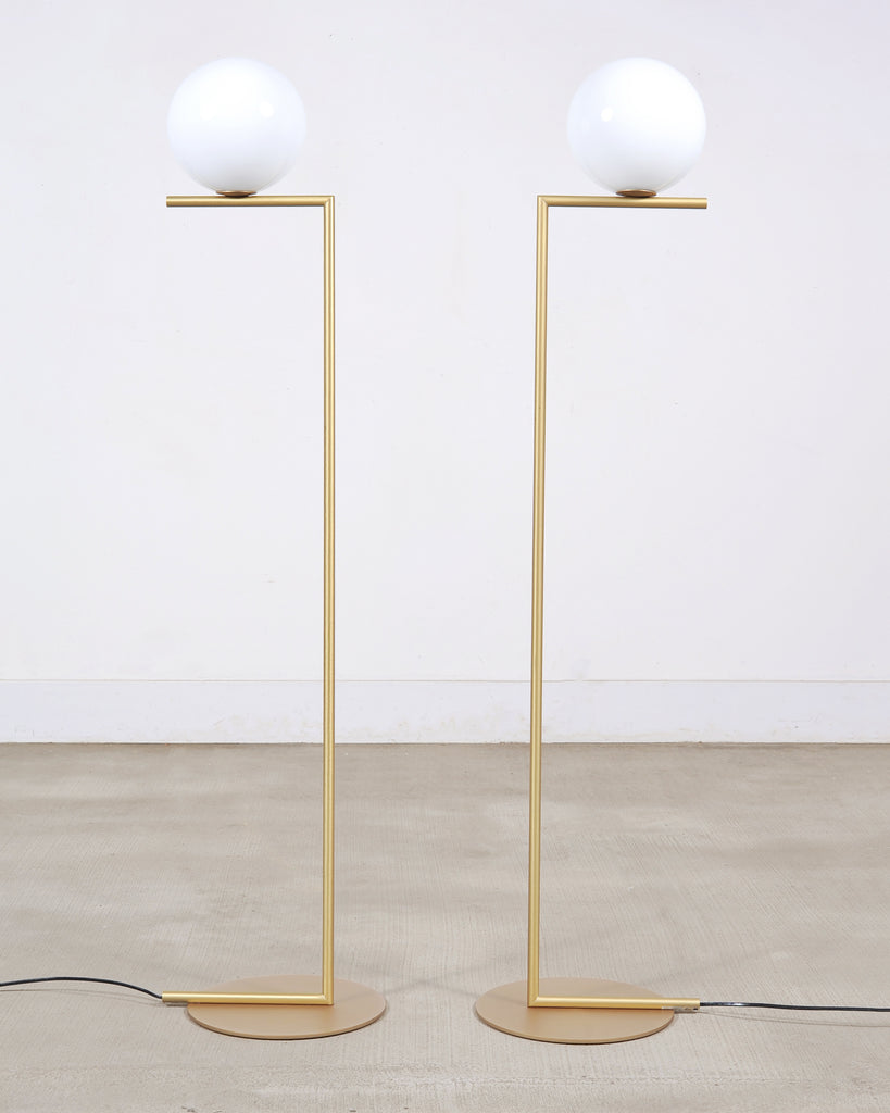 Pair of Michael Anastassiades for Flos Brass Globe IC Floor Lamps