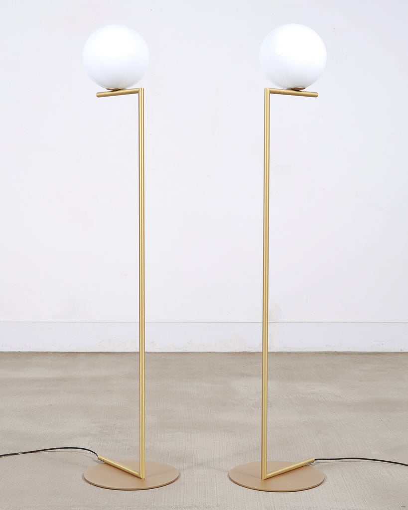 Pair of Michael Anastassiades for Flos Brass Globe IC Floor Lamps