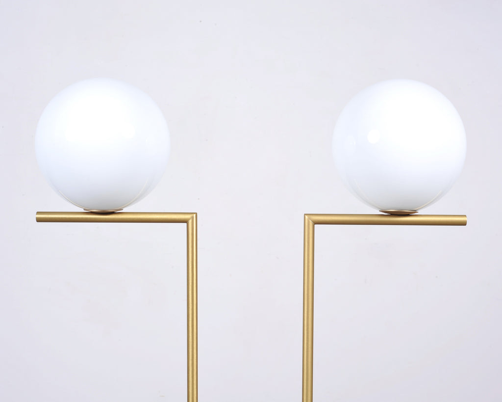 Pair of Michael Anastassiades for Flos Brass Globe IC Floor Lamps